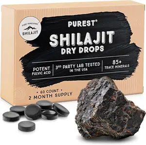 Pure Himalayan Shilajit | 100% Pure Natural Shilajit Grade A Max Potency 85+ Trace Minerals & Fulvic Acid | 3rd Party US Lab Tested | Dry Drops | 12g (60ct)