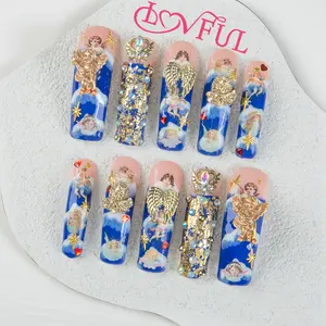 Lovful Curved Mid Length 1.7" Eagle & Hawk Curve Claw Handmade Acrylic Press On Nails | 10PCS Reusable, Salon Quality,H26-H217 summervibes