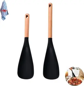 All-Purpose Silicone Kitchen Spoon – Non-Stick Design, Wood Handle, Great for Stirring, Serving & Scraping