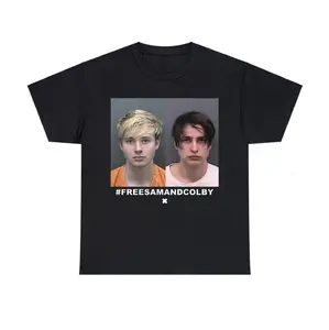 Free Sam And Colby Unisex T-Shirt Mugshot Meme Graphic Trendy Streetwear