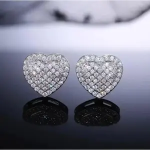 Heart-shaped stud earrings-featuring delicate, sparkling diamonds that add a touch of elegance.accessories for women earring for women