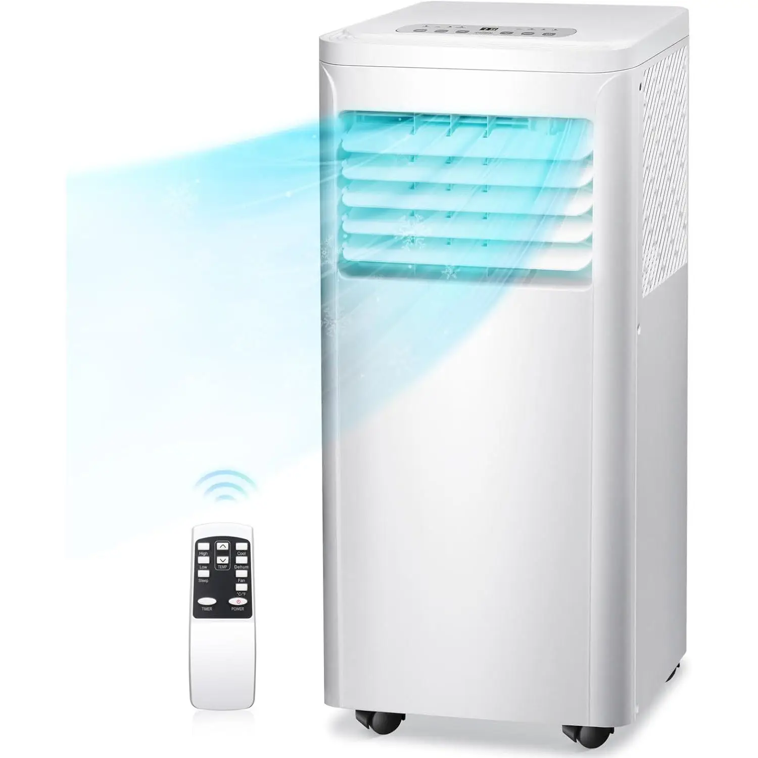 COWSAR 8,000 BTU Portable Air Conditioner with Remote Control, 3-in-1 Portable AC Unit for Room Up to 350 Sq.Ft, Digital Display, 24Hrs Timer, Install