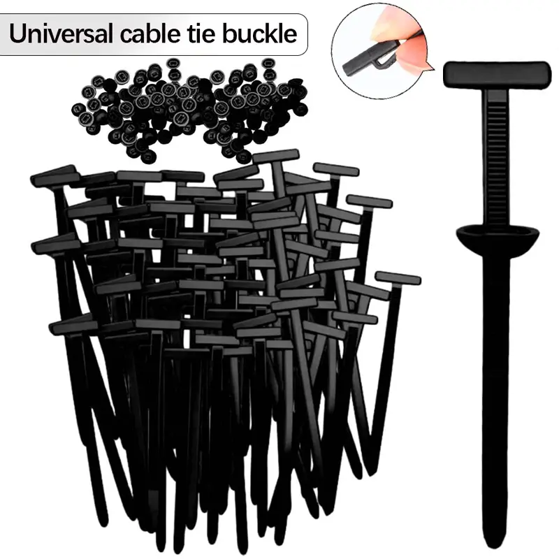 100/200 Pieces Industrial Nylon Cable Tie Buckle (9.3cm), Heavy-Duty Self-Locking Zip Ties Holder with Button Design, Bulk Packaging for Car & Home Daily Repair, Multipurpose Plastic Cable Management Accessory