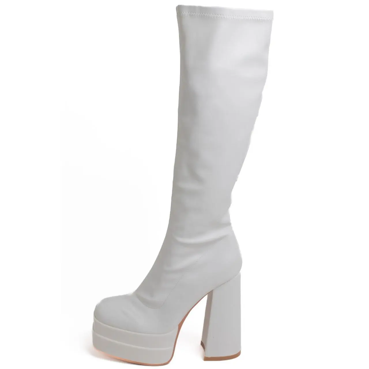 White Chunky GoGo Boots