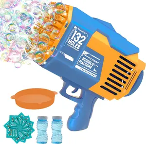 Easter Gift Bubble Machine Gun 132 Holes Electric Bubble Gun with Colorful LED Lights, Battery Operated for Kids, Unisex, Suitable for 3-12 Years