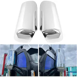 Door Mirror Covers Compatible with Peterbilt 579 567 587 Chrome Driver Passenger Side Pair Silver Replacement Car Accessories Automotive Truck Vehicle