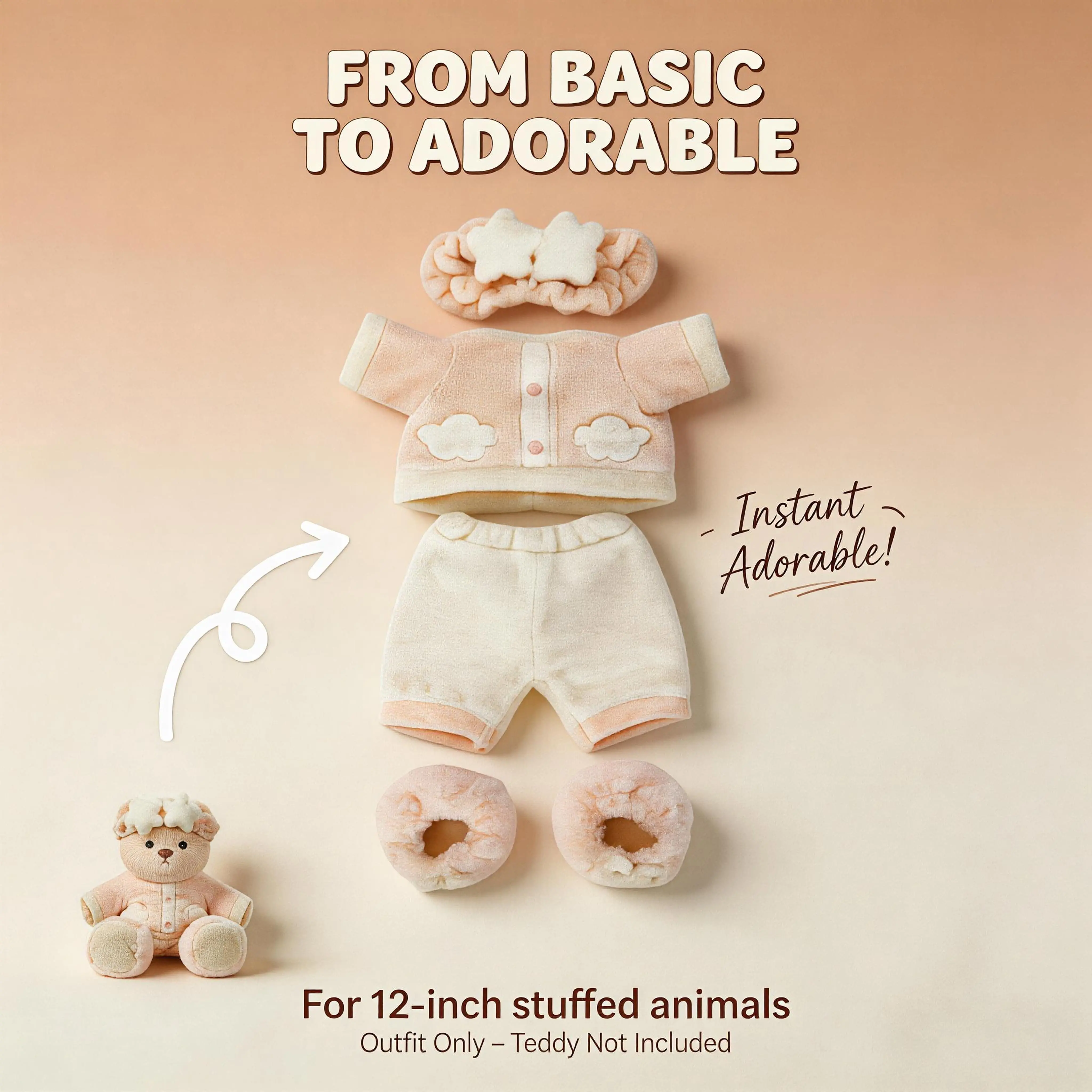 12-inch pink winter pajamas four-piece set