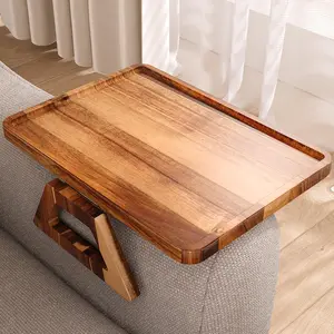 Acacia  Couch Arm Tray,Folding Sofa Armrest Tray,Couch Arm Table Clip-On Couch Desk for Drinks, Snacks,Phone,Remote Control