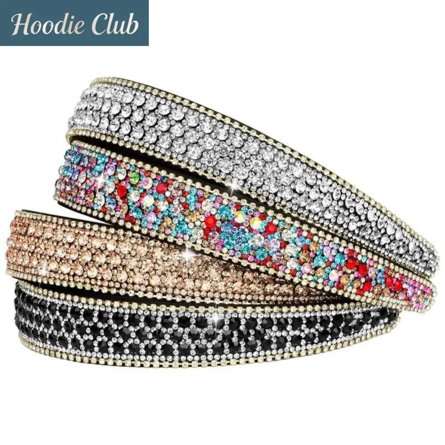 Women's Headbands 4-Pack, Glamorous Crystal Rhinestone Mix, Comfortable and Lightweight Non-Slip Design with a Metal Base, Assorted Set for Daily Wear, Female, Crystal Rhinestones, Flexible, 5.1X1 Inches, Elastic Loop, Elegant