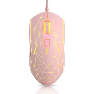 MageGee G6 Wired Gaming Mouse, Ergonomic USB Optical Mouse with 7 Colors Breathing LED Backlit, 6 Adjustable Speed Levels from 600 to 3200 for Laptop PC Computer Games & Work, Pink