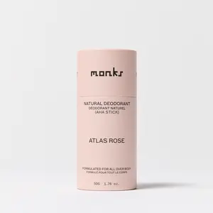 Monks Atlas Rose - Natural Full-Body Deodorant Stick 50G | Clean Essential Oil-Based Non-Toxic Floral Scented Gentle Formula