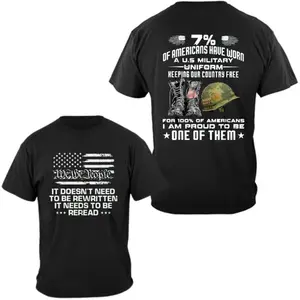 We The People Veteran T-Shirt, 2 Sides U.S. Constitution and 7% Military Service Graphic with Patriotic Quotes, American Pride Tribute Tee, Gift for Veterans and Freedom Defenders, for Men & Women