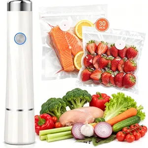 Compact Vacuum Sealer for Food (Vacuum Sealer Machine + 30 Reusable Vacuum Bags) Powerful Handheld