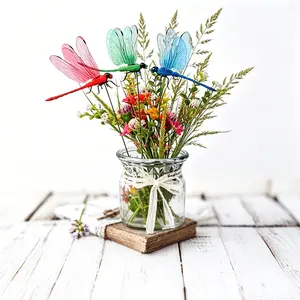 15 Pack 3D Dragonfly Decor Clips, Weatherproof Fake Dragonfly for Garden Stakes, Plant Pot Ornaments, Backyard and Outdoor Party Decor