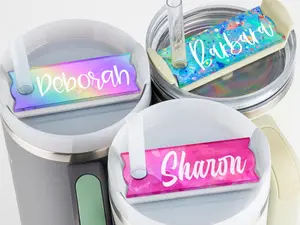 Name Plate Floral Personalized Name Tag for Tumblers, Customized Name Plates stl Cups Accessories Custom Tags