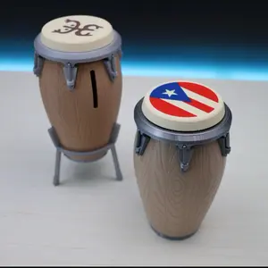 Wood Design Conga Piggy Bank Unique Musical Instrument Savings Jar for Kids & Adults with Dual Stand & Customizable Lid Perfect for Home Decor & Gift Giving Ornaments Wooden design