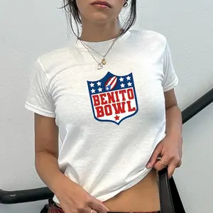 Benito Bowl Halftime Baby Tee, Puerto Rico Pava y Platano Football Crop, Bunny Fan Gift, Vintage Wash Top