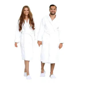 Cotton Terry Shawl Bathrobe Collar Robe with Slippers - One Unisex Spa Robe - Premium Quality 100% Combed Terry Bathrobe for Men & Women