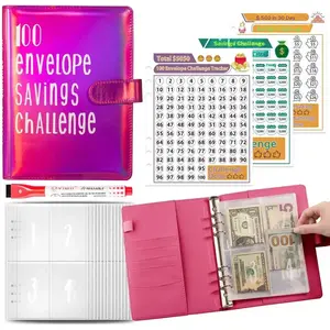 Money Saving Challenge Binder, Spiral Bound Planner, Monthly Budget Planner, 100 Envelopes Budget Planner, 100 Days Cash Savings Notebook, Perfect Gift for Halloween & Christmas
