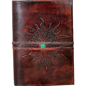 Leather Journal Refillable Lined Paper SUN Tree of Life  Leather Journal Notebook Diary/Bound Daily Notepad for Men&Women Medium,Writing pad  for Artist,Sketch/Writing (large)