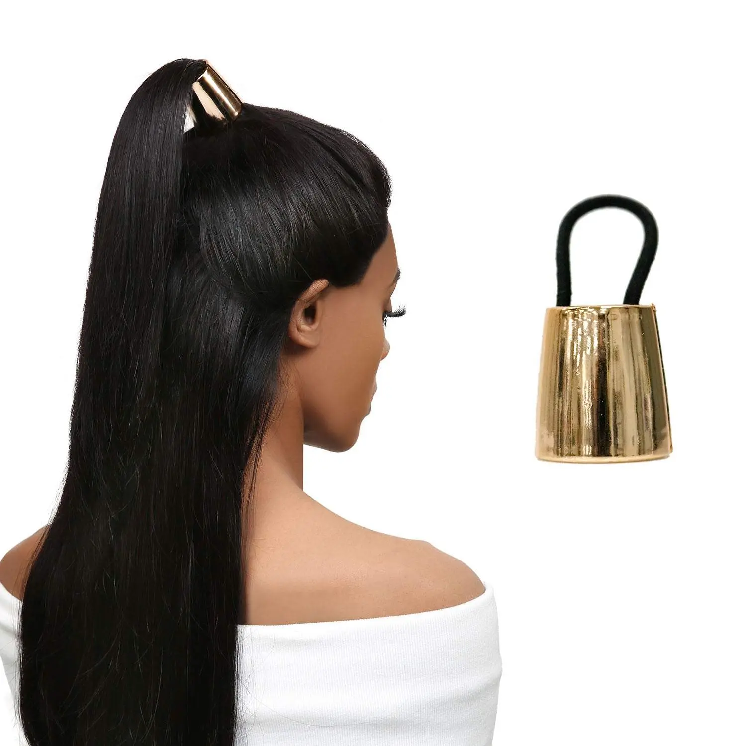 O! Beautiful Acrylic Cuff Ponytail Holder Rose Gold