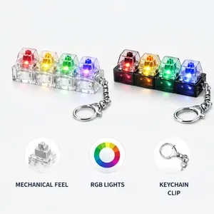 4-Key Mechanical Keyboard Fidget Toy Keychain | Clicky & Silent Switches | LED Light Up Stress Relief Toy | EDC Mini Keyboard