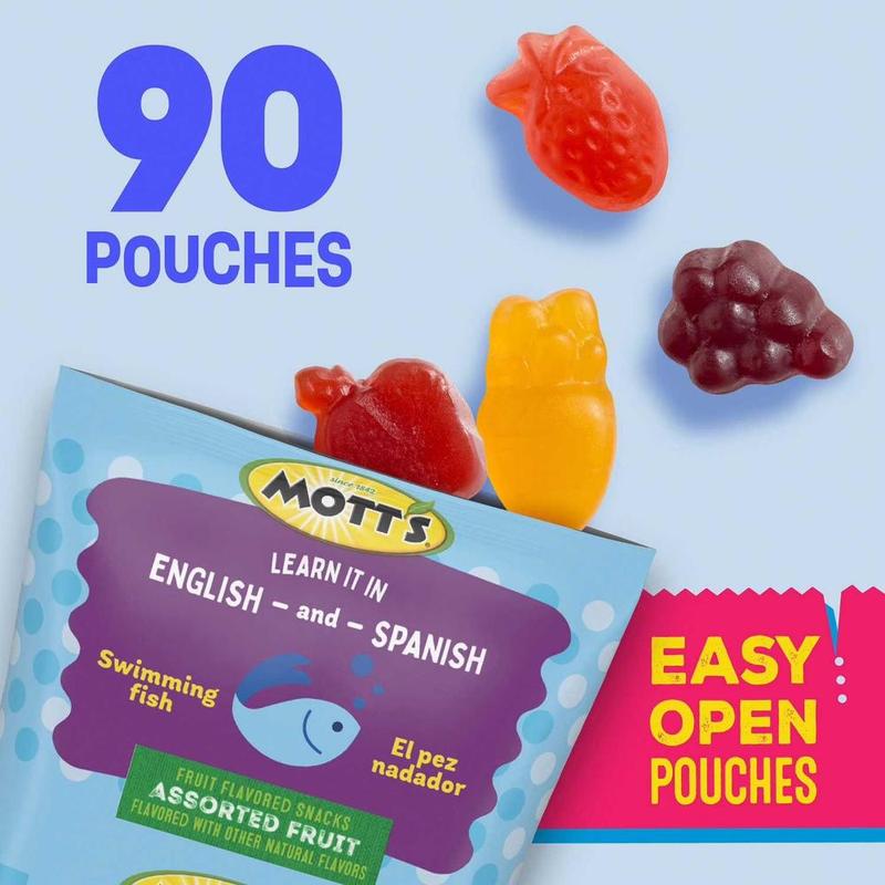 Mott’s Assorted Fruit Flavored Snacks, 90 Pack, 0.8 oz Pouches | Real Fruit Flavor, Gluten Free, Kids Lunch Snack
