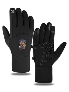 Motorcycle Chopper Printed Touchscreen Gloves for Winter Riding Outdoor Sports Driving Mens Warm Windproof Gloves Best Christmas New Year Valentines Day Gift for Motorcycle Enthusiasts and Riders