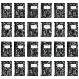 2 1/2" x 3 1/2" Mini Composition Book Paper Spiral Notebooks - 24 Pc.