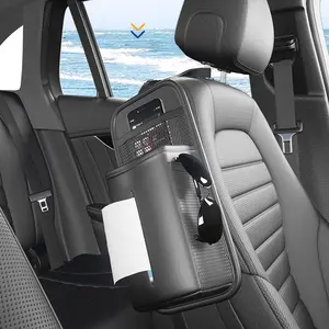 YunChoice Multifunctional Car Seat Side Tissue Box & Storage Bag, Car Seat Storage Solution, Car Backseat Organizer, Leather Auto Seat Back Organizer with Tissue Dispenser, Multifunctional Pocket for Phone, Wallet, Universal Fit, Car Interior Upgrade