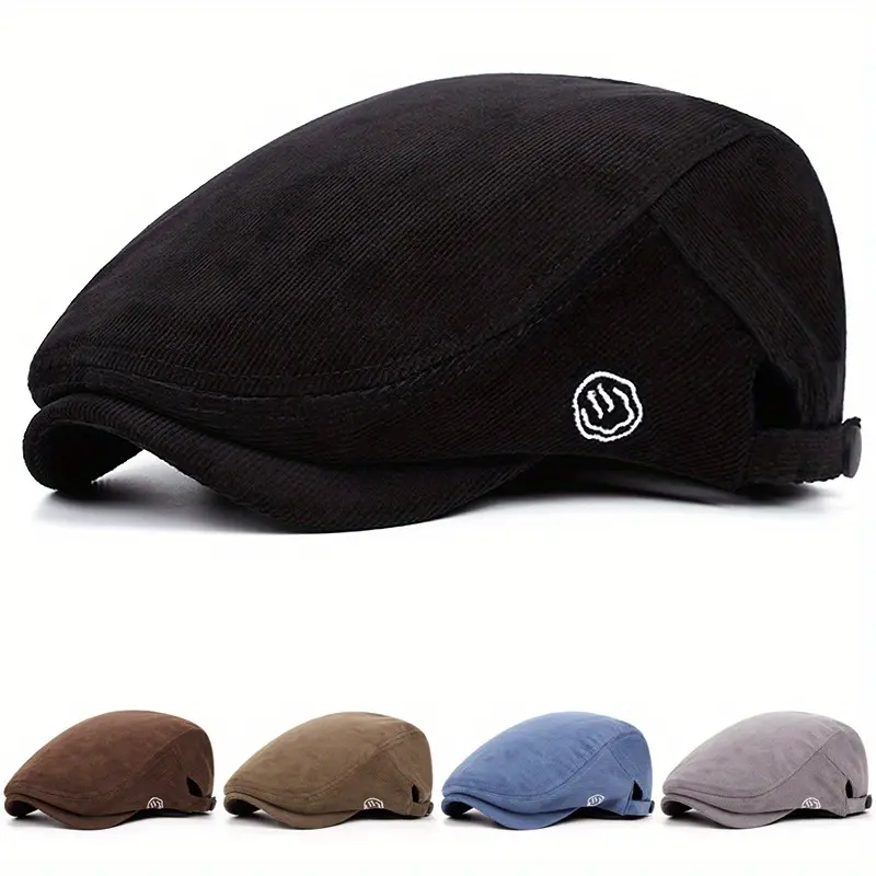 Vintage Corduroy Newsboy Cap - Unisex Retro Beret, Lightweight & Durable, Multi-Color Options (Brown, Beige, Blue, Gray) for Casual or Vintage Outfits, Vintage Cap, Hand Washable Hat