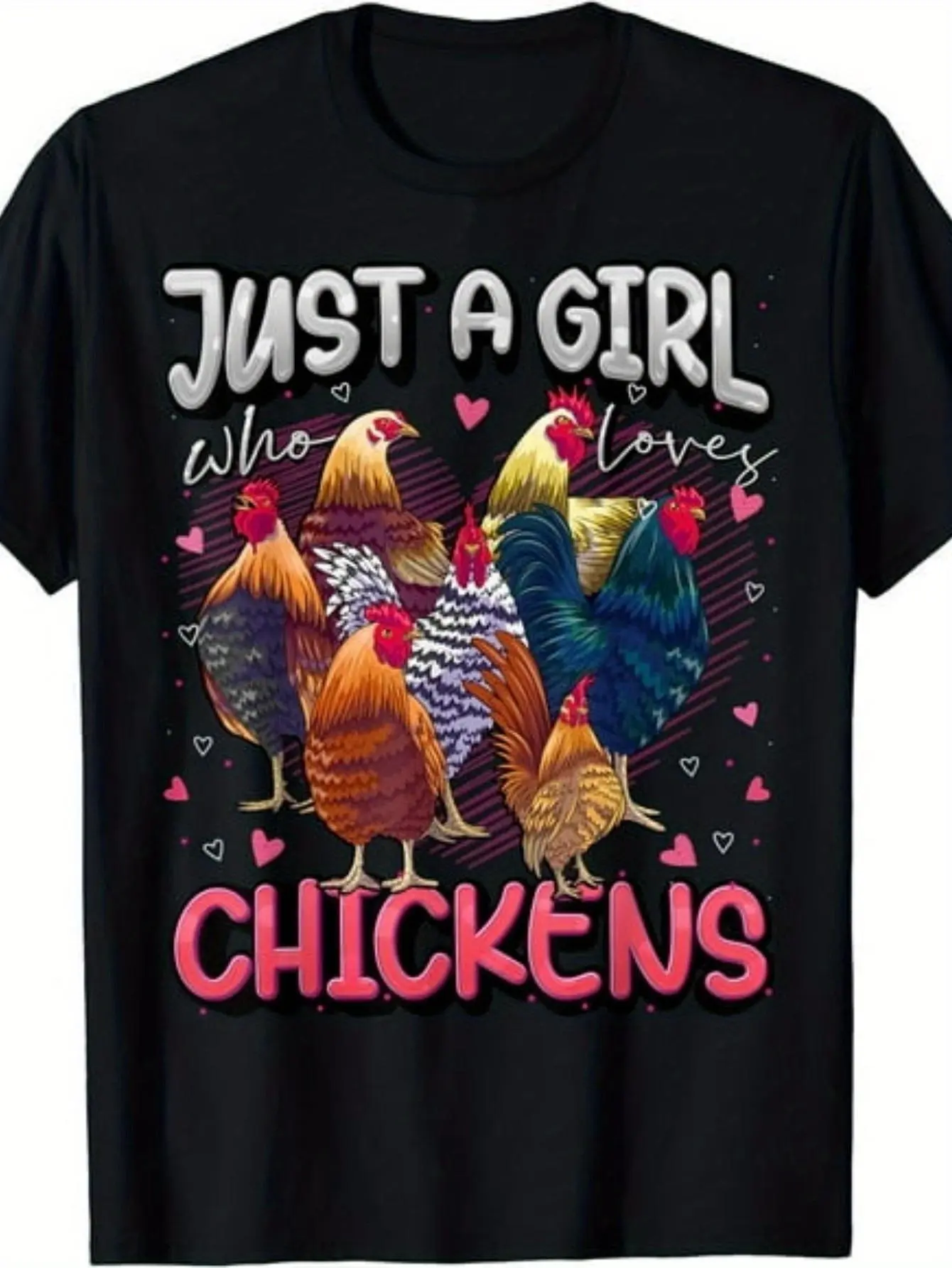 A Girl Who Adores Chickens, This Adorable Chicken Enthusiast Farmers' Tee Is Designed for Both Men And Women It Features a Similar Style And Is Made of 180G Pure, Perfect for Summer with Short SUnisex 2026 Black T-Shirt