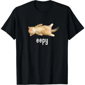 [100% Cotton] 100% Cotton Eepy Cat, Silly Sleepy Cat Meme T-Shirt T-Shirt For Men And Women