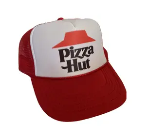 Pizza Hut Trucker Hat Red Retro 80's Vintage Style Delivery Costume No One Out Pizza The Hut Mesh Foam Adjustable Snapback Trucker Cap