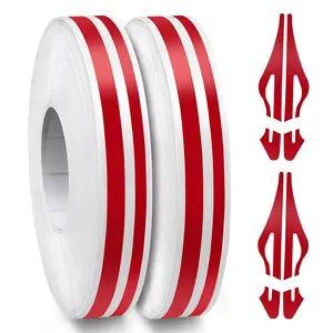 Pinstripe Tape, Pinstriping Automotive Tape, Red Vinyl Thin  Fine Line ,  Boat, Racing Stripes, 2 Rolls x 32Ft,2 in 1 (1/5 Stripe+ 1/10" Gap+ 1/10 Stripe)