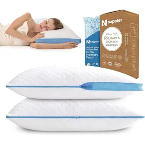 Side and Back Sleeper Pillow for Neck and Shoulder Pain Relief-Shredded Bed Pillow for Sleeping - 100% Fill - Queen Size - Set of 2 - Washable Case.Fill Included