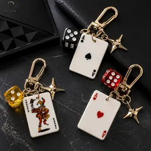 Poker Keychain Set Playing Card Keychain Dice Keychain Joker Card Keychain Ace of Spades Heart Keychain Fun Theme Keychain Gift