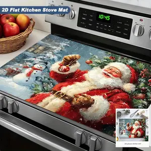 Christmas Theme Silica Gel Oven Mat, Non-Slip Absorbent Kitchen Pad, Santa Snowman Design, Holiday Decoration, Must-Have for Festive Atmosphere