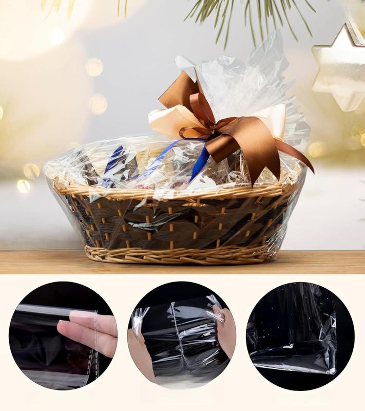 6PCS Extra Large Cellophane Bags, 30x40 Inches Clear Cellophane Wrap for Gift Baskets, Jumbo Huge Packaging Clear Gift Bags 2.8 Mil Thick