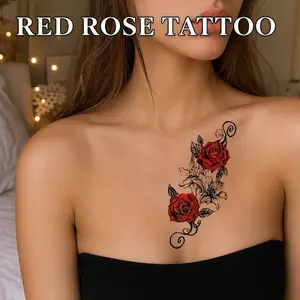 2 Pcs Rose Arm Tattoo Stickers, Waterproof Long-Lasting Half Arm Temporary Tattoos, Unisex Realistic Body Art Decals