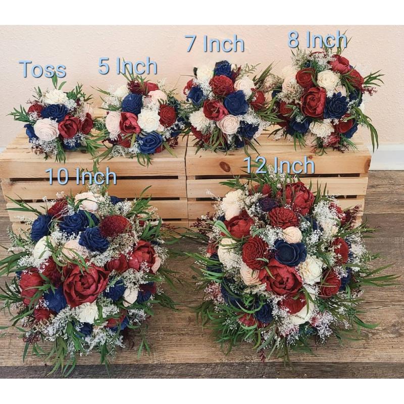 Burgundy, Blush, Navy Sola Wood Flower Fall Bouquet, Wildflower Bouquet, Wooden Flower Bouquet, Winter Wedding Bouquet