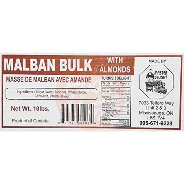 Used Master Delight Sweet Malban Bulk Soft Candy with Walnuts, Individually Wrapped in 10-lb Box