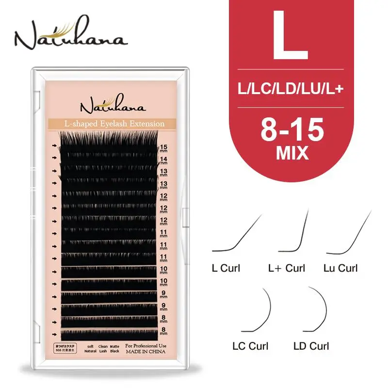 NATUHANA L Shape Individual Lash Clusters 8-15mm Mixed Lengths Soft PBT False Eyelashes LC LD LU for Party & Cosplay 2026 New