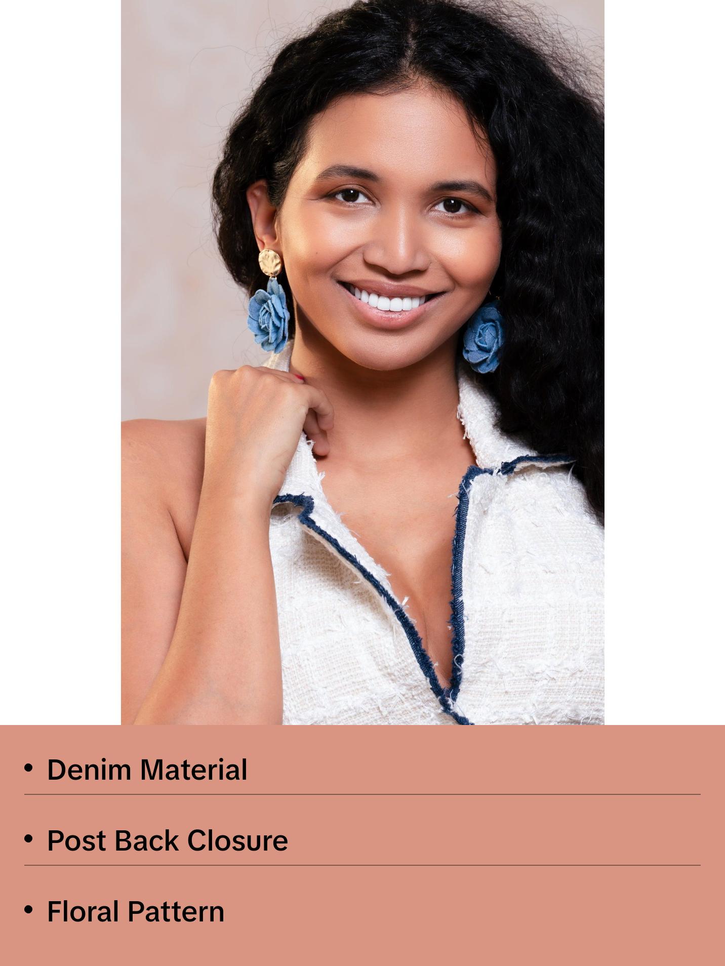 Denim Floral Earrings