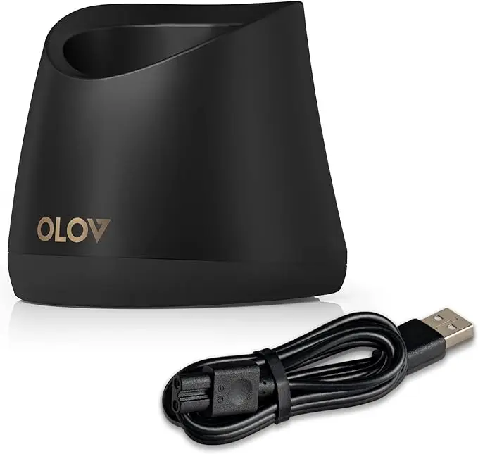 OLOV Replacement Charging Base for Groin Hair Trimmer - Plastic Trimmer Dock with USB Power Cord, Fast Charge Charger & USB Recharge Stand (Black)