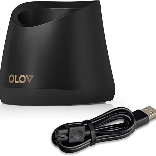 OLOV Portable Plastic Replacement Charging Base for Groin Hair Trimmer - Fast Charging with Integrated Stand, USB Block, USB Port and Power Cord, Black, Usb Charger