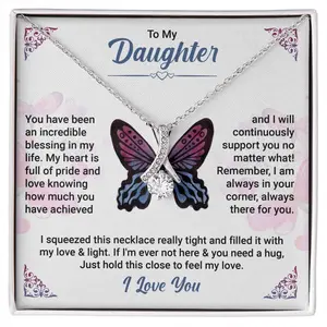 To My Daughter Necklace, Gift For Daughter From Dad, Daughter Butterflies Necklace, Necklace With Message Card, Gift For Daughter, Necklace With Gift Box, Gifts For Birthday Graduation