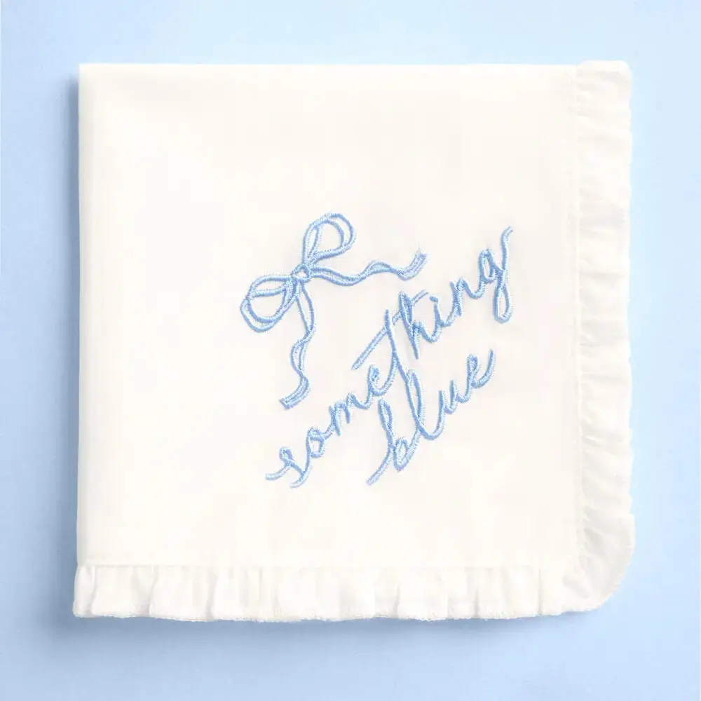 Something Blue Hanky - Embroidered Handkerchief