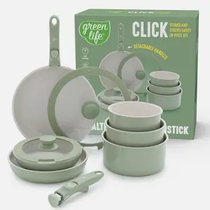 Sage Green 10 Piece Cookware Set Toxin Free Ceramic Nonstick Induction Ready