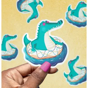 Mardi Gras Float Gator Sticker